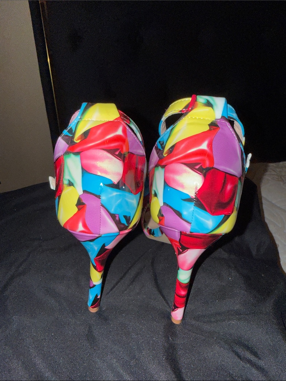 Multicolor Floral Ankle-Strap Pointed Heels - Picture 3 of 6